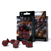 Dragons RPG kauliukų rinkinys juodos ir raudonos spalvų